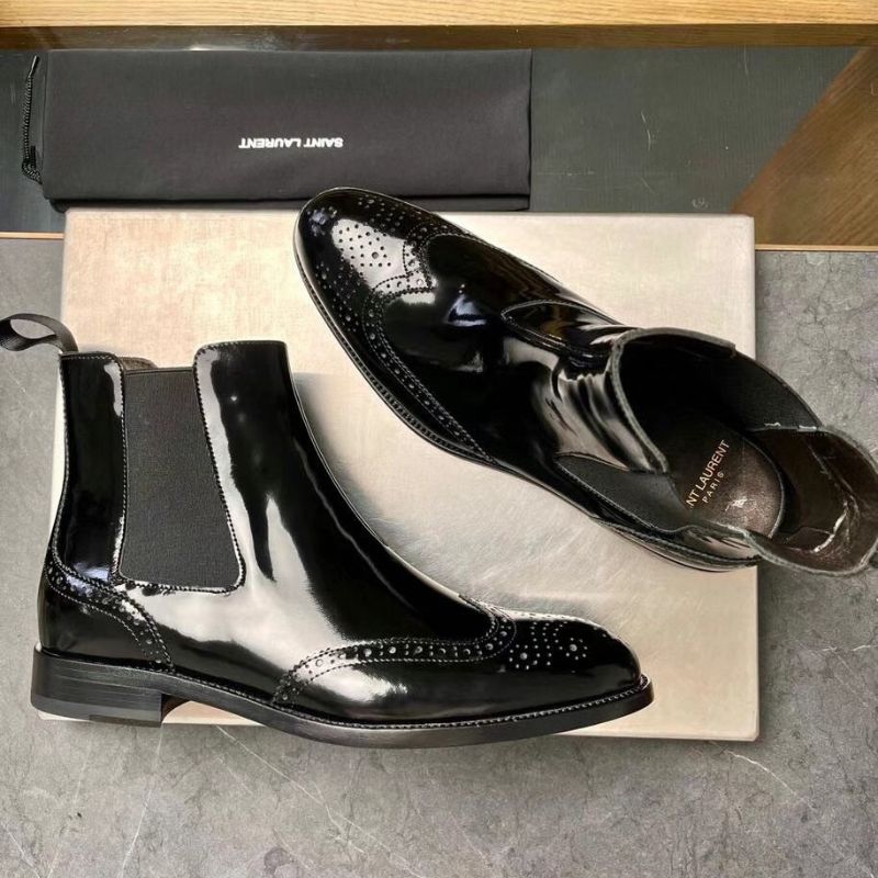 Saint Laurent Leather Black Ankle Boots