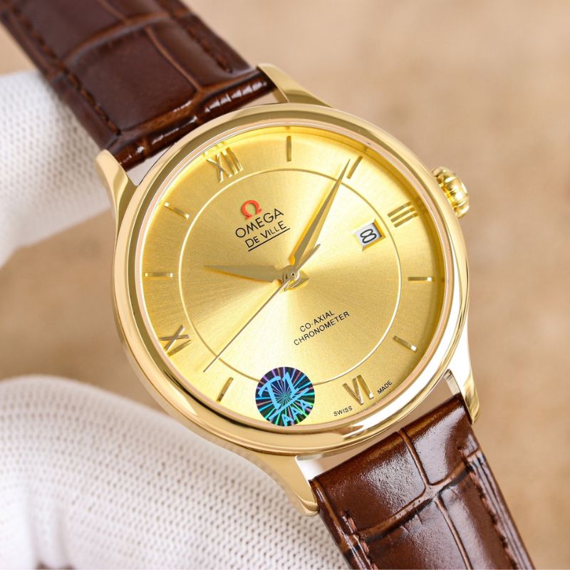 Omega De Ville Prestige Yellow Gold On Leather Strap