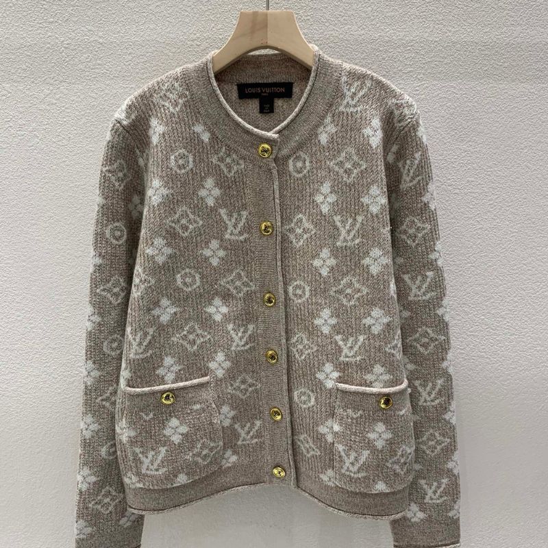 LV Logo Knit Cardigan Sweatshirt