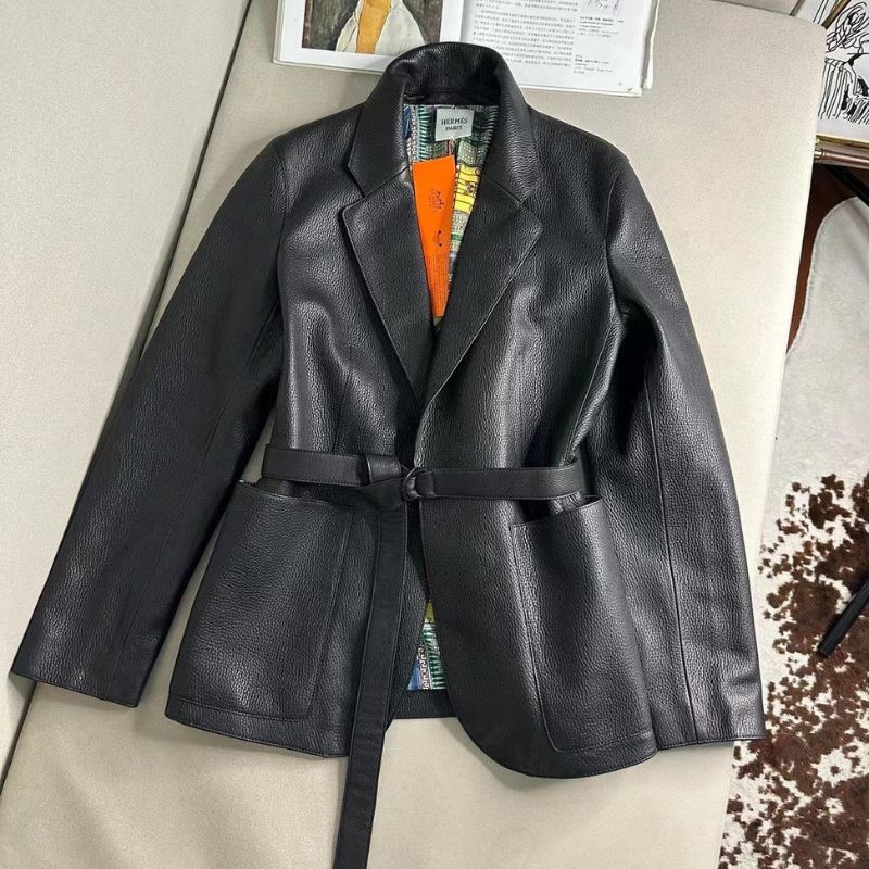 Hermes Lychee Grain Cowhide Leather Jacket