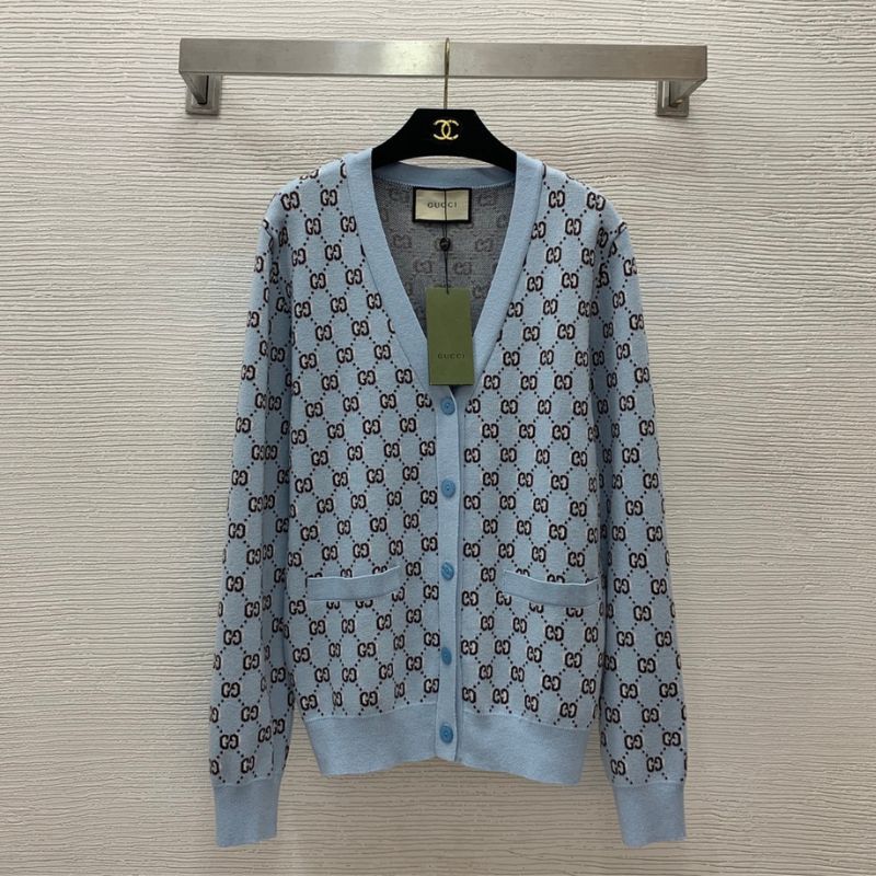 Gucci Double Print V-Neck Knitted Cardigan