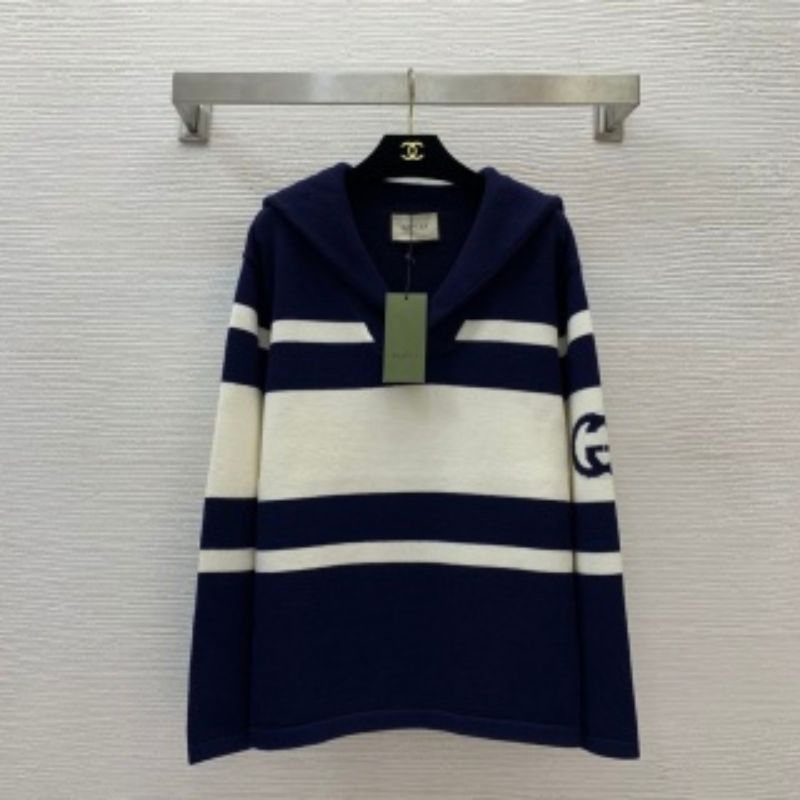 Gucci Navy Collar Pullover Sweater