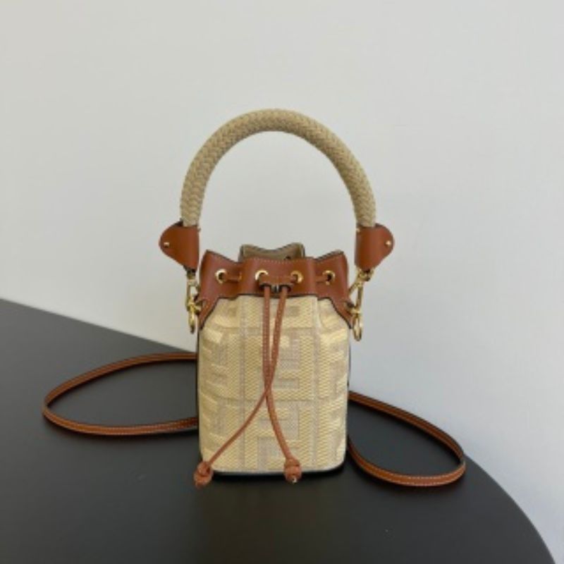 Fendi New Raffia Bucket Bag