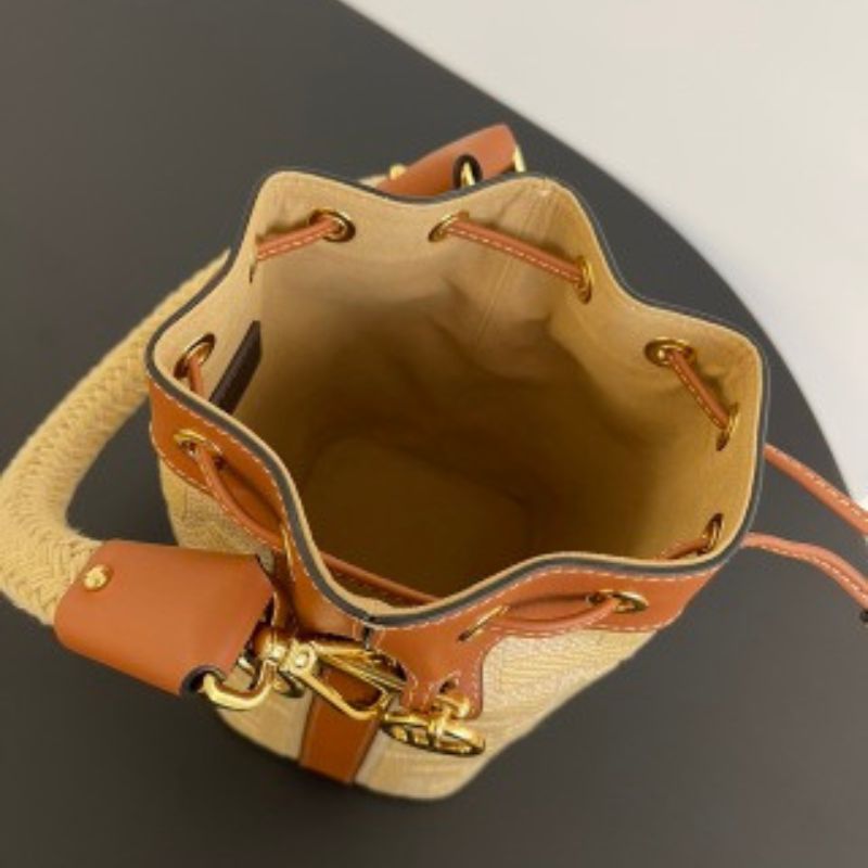 Fendi New Raffia Bucket Bag