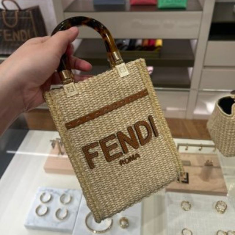 Fendi Logo Embroidered Shopper Bag