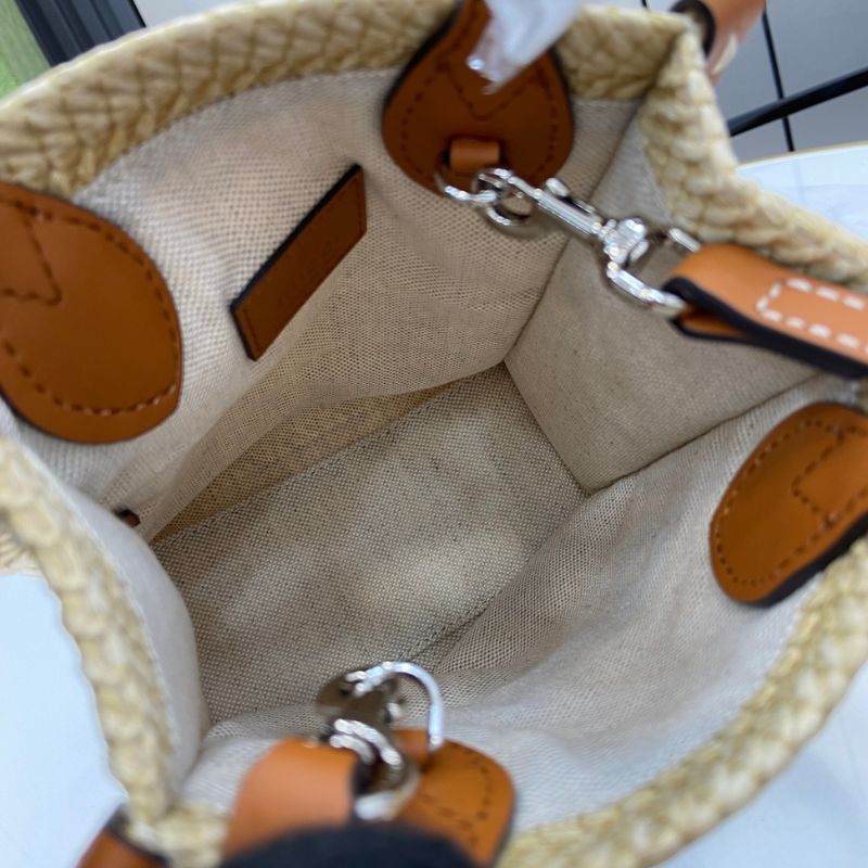Gucci Logo-Plaque Raffia Tote Bag