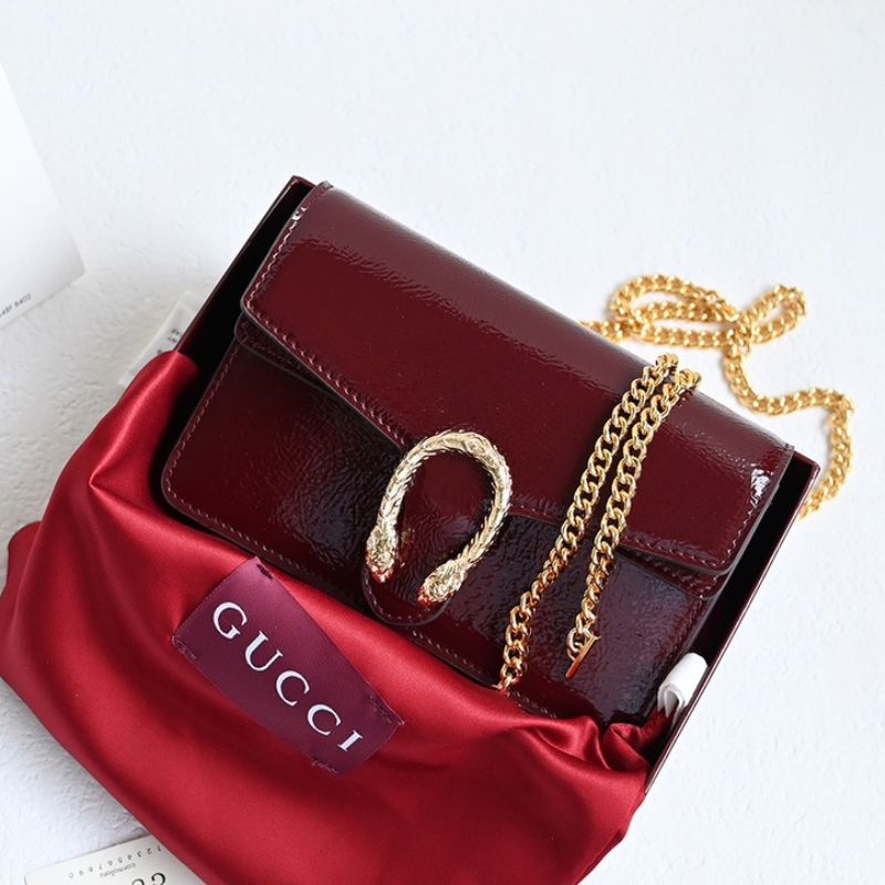 Gucci Rosso Ancora Dionysus Red Patent Leather Bag