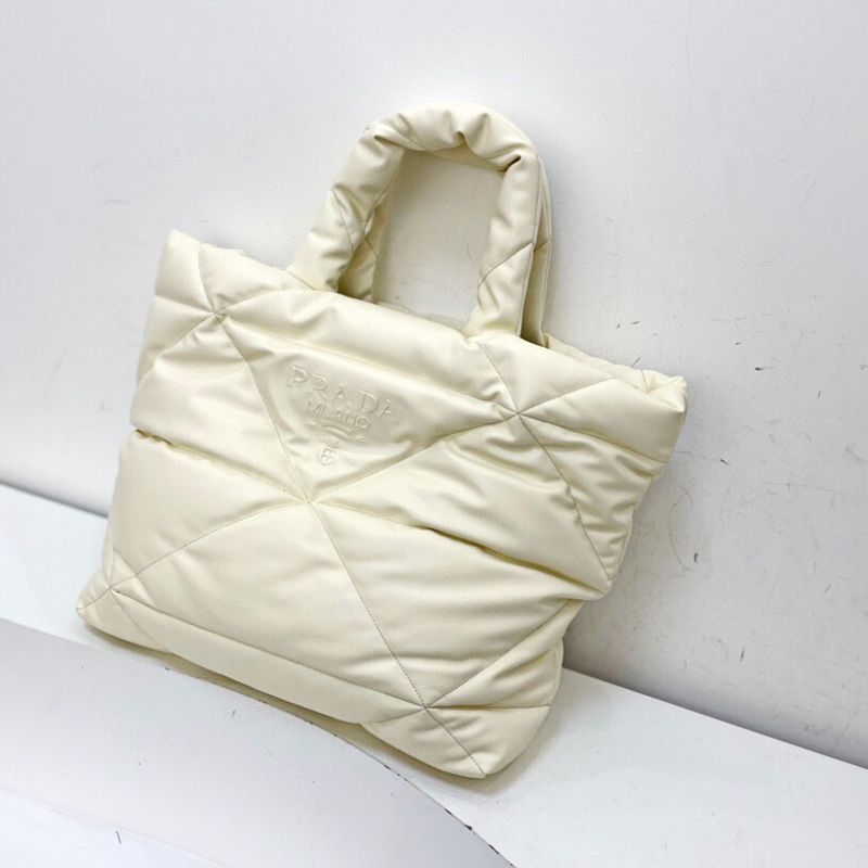 Prada White Embossed Logo Padded Nappa Leather Tote Bag