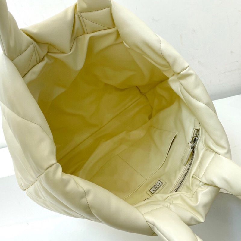 Prada White Embossed Logo Padded Nappa Leather Tote Bag
