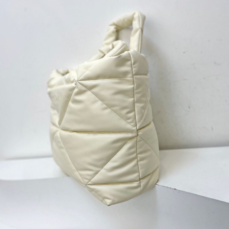 Prada White Embossed Logo Padded Nappa Leather Tote Bag