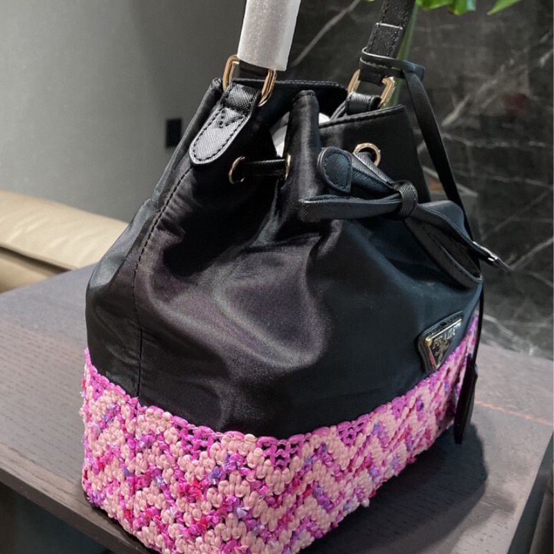 Prada Crochet Leather Mini-Bucket Bag