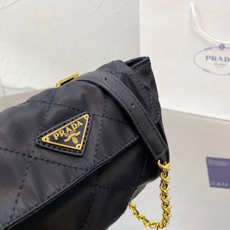 Prada Black Quilted Tessuto Nylon Shoulder Bag