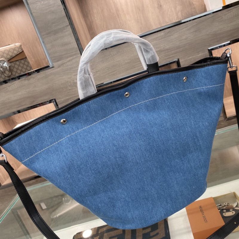Prada Denim Snap Shopping Bucket Bag