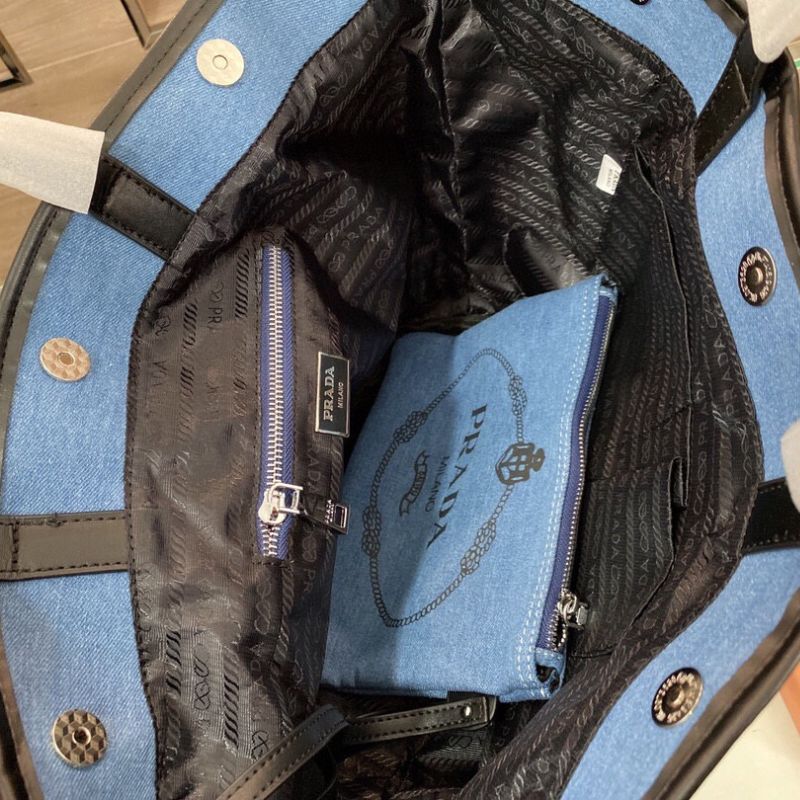 Prada Denim Snap Shopping Bucket Bag