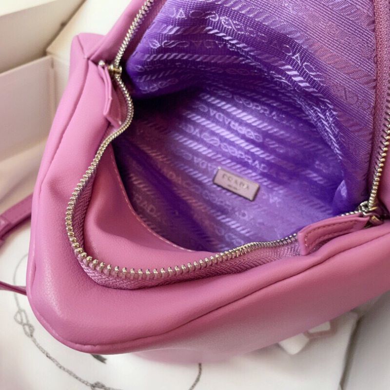 Prada Saffiano Leather Pink Mini Pouch Bag