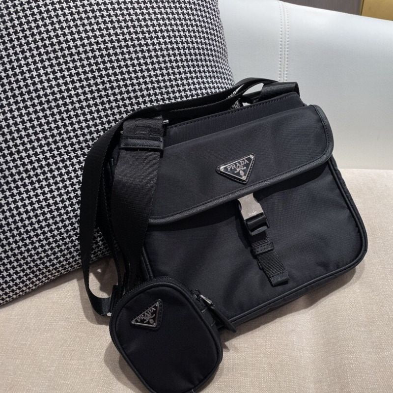 Prada Re-Nylon Triangle Logo Plaque Shoulder Bag