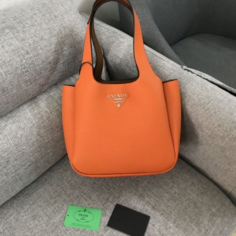 Prada Logo Orange Tote Bag