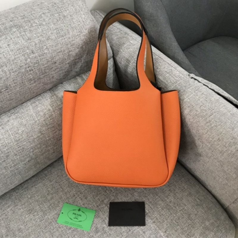 Prada Logo Orange Tote Bag