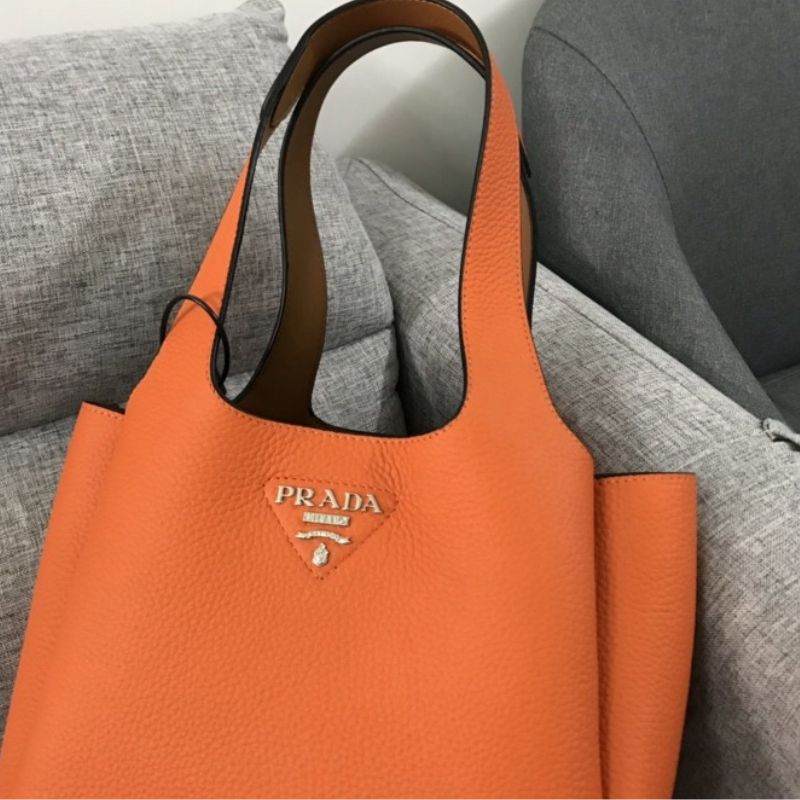 Prada Logo Orange Tote Bag