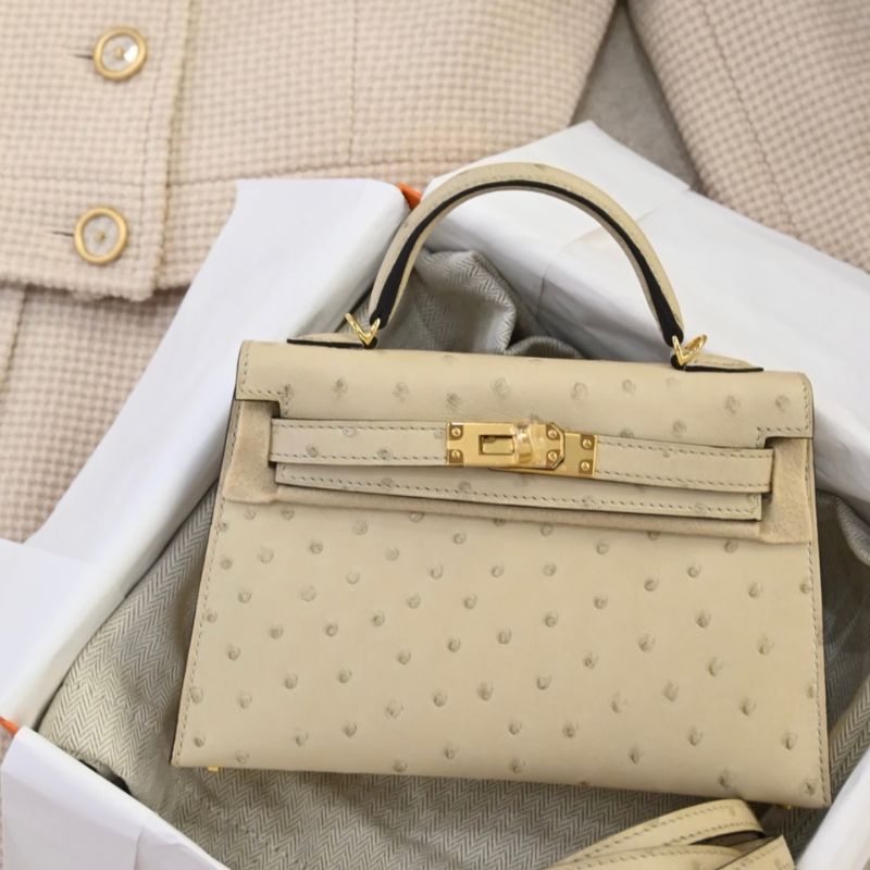 Hermes Ostrich Mini Kelly Handbag