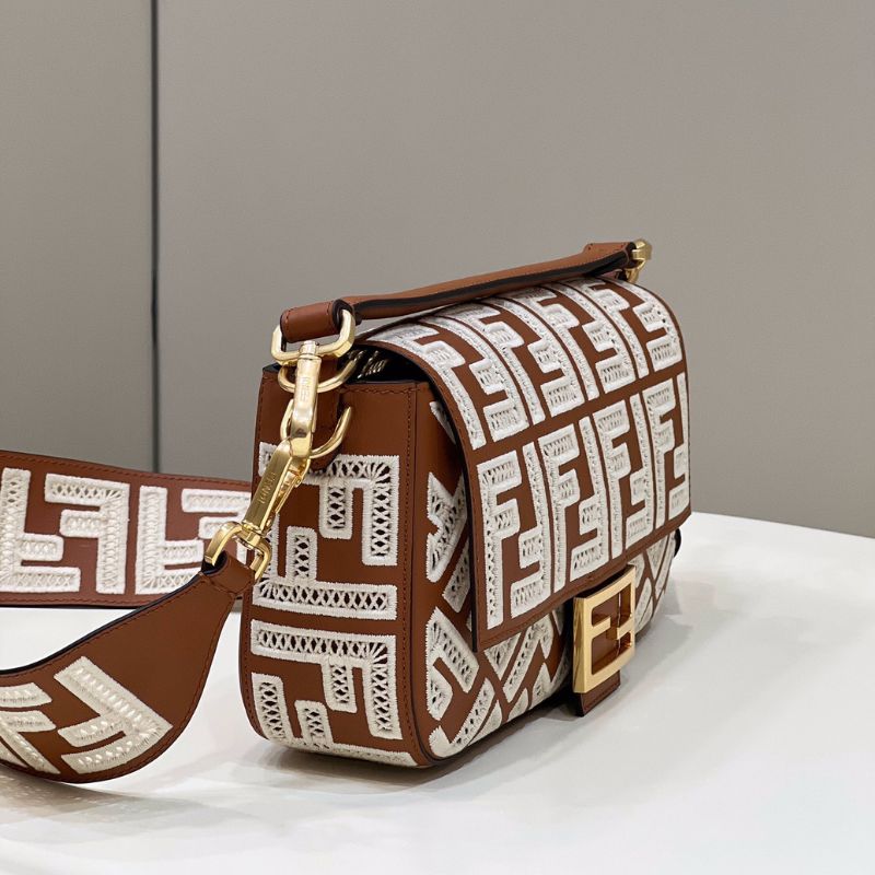 Fendi Brown FF Embroidery Fabric Bag