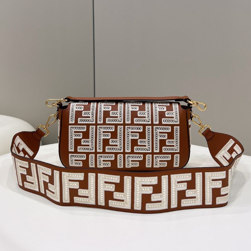 Fendi Brown FF Embroidery Fabric Bag