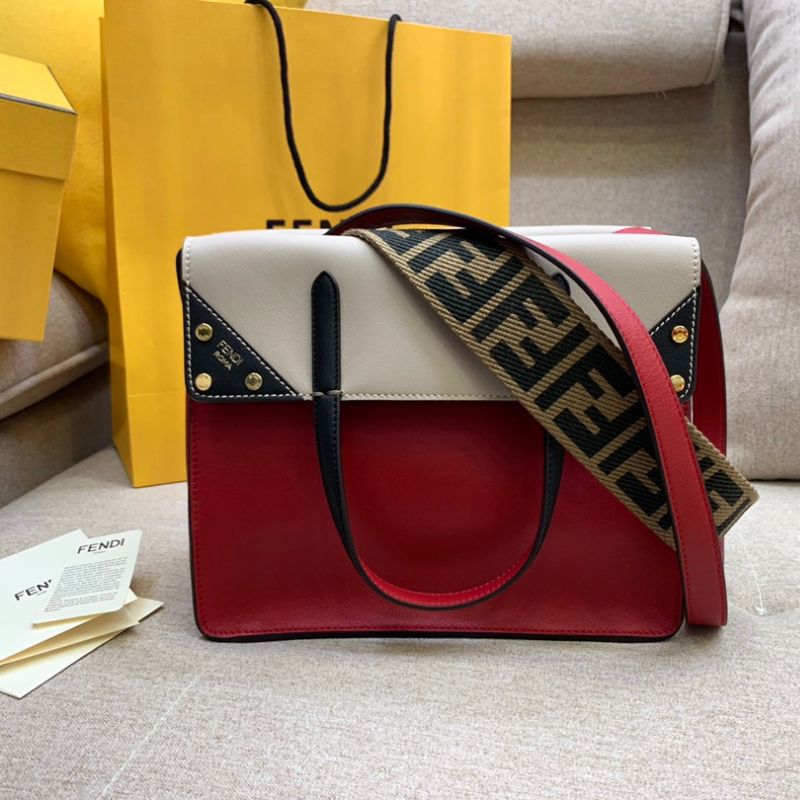 Fendi Vitello Grace FF 1974 Small Flip Tote Fragola Bag