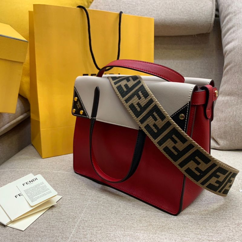 Fendi Vitello Grace FF 1974 Small Flip Tote Fragola Bag