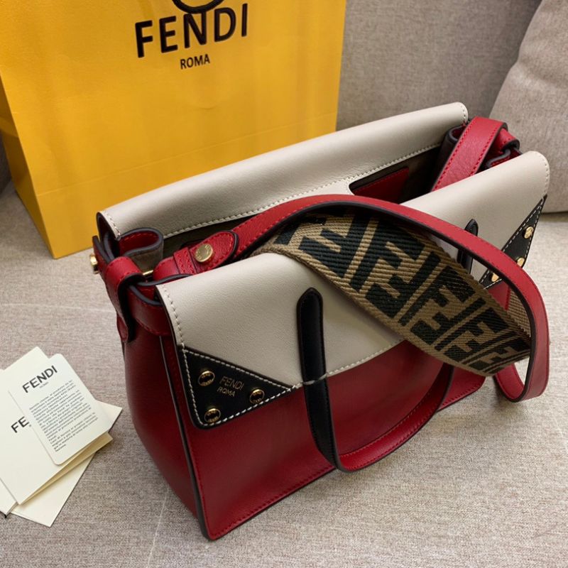 Fendi Vitello Grace FF 1974 Small Flip Tote Fragola Bag