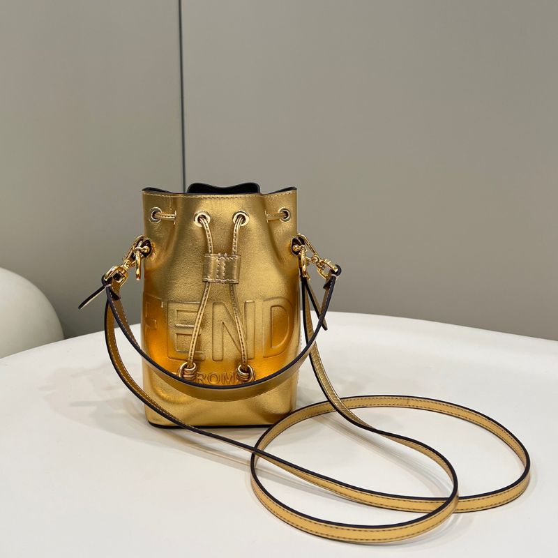 Fendi ROMA Logo Calf Leather Mon Tresor Bucket Bag