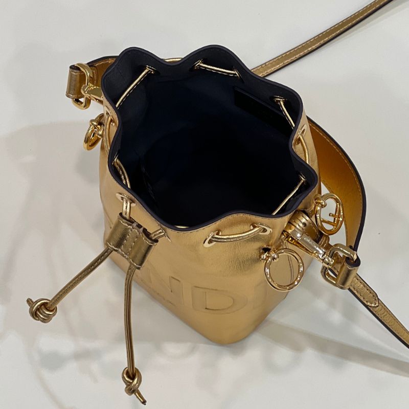 Fendi ROMA Logo Calf Leather Mon Tresor Bucket Bag