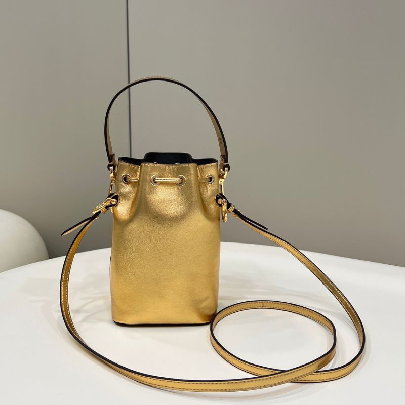 Fendi ROMA Logo Calf Leather Mon Tresor Bucket Bag