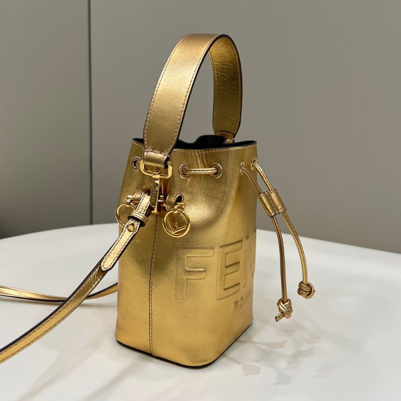 Fendi ROMA Logo Calf Leather Mon Tresor Bucket Bag
