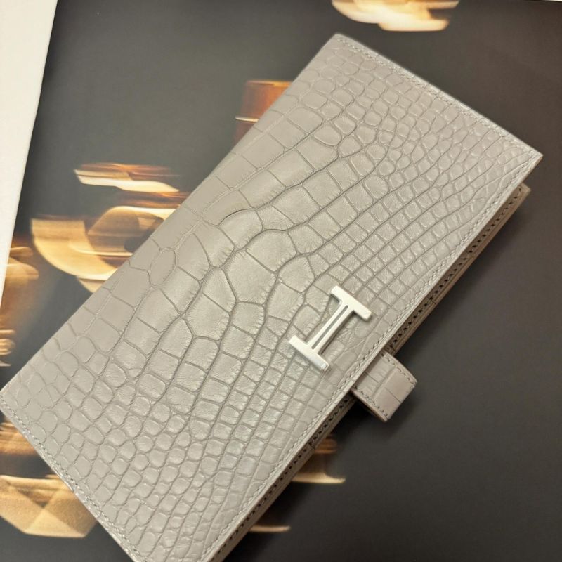 Hermes Grey Alligator Skin Wallet