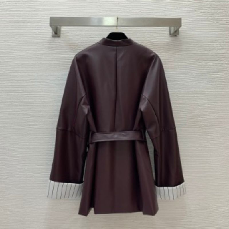 Chanel Contrast Stripe Lace-Up Leather Jacket