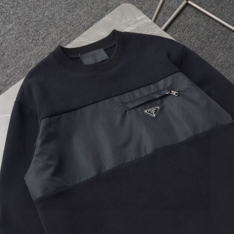 Prada Heavy Nylon Stitch Triangle Logo Sweatshirt