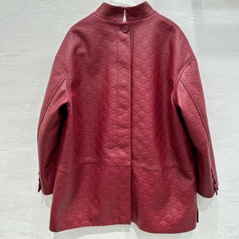 Gucci Embossed Logo Leather Jacket