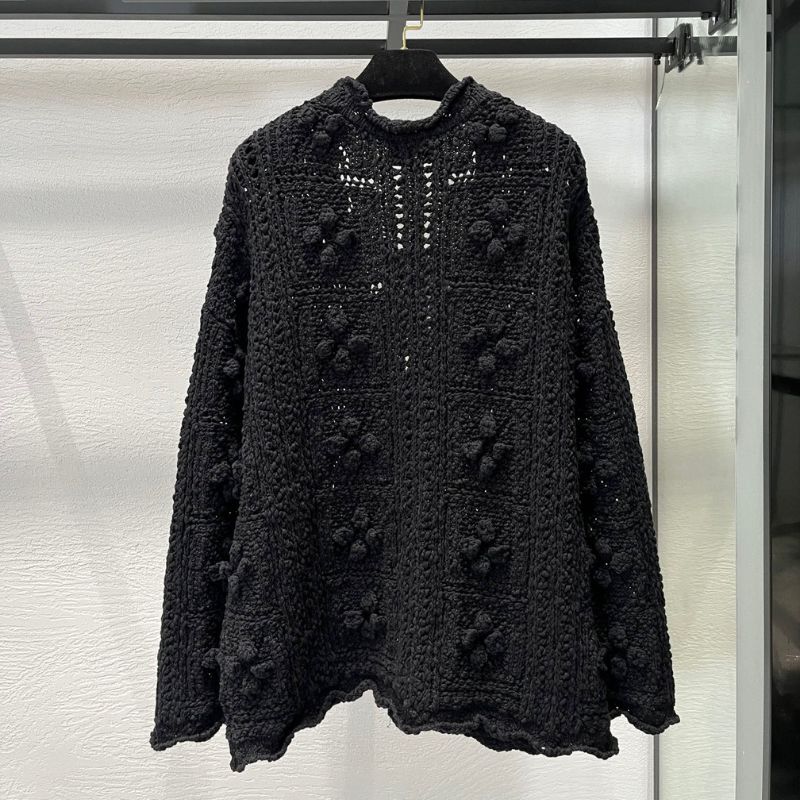 Chanel Inspired Hollow Crochet Flower Knitted Cardigan