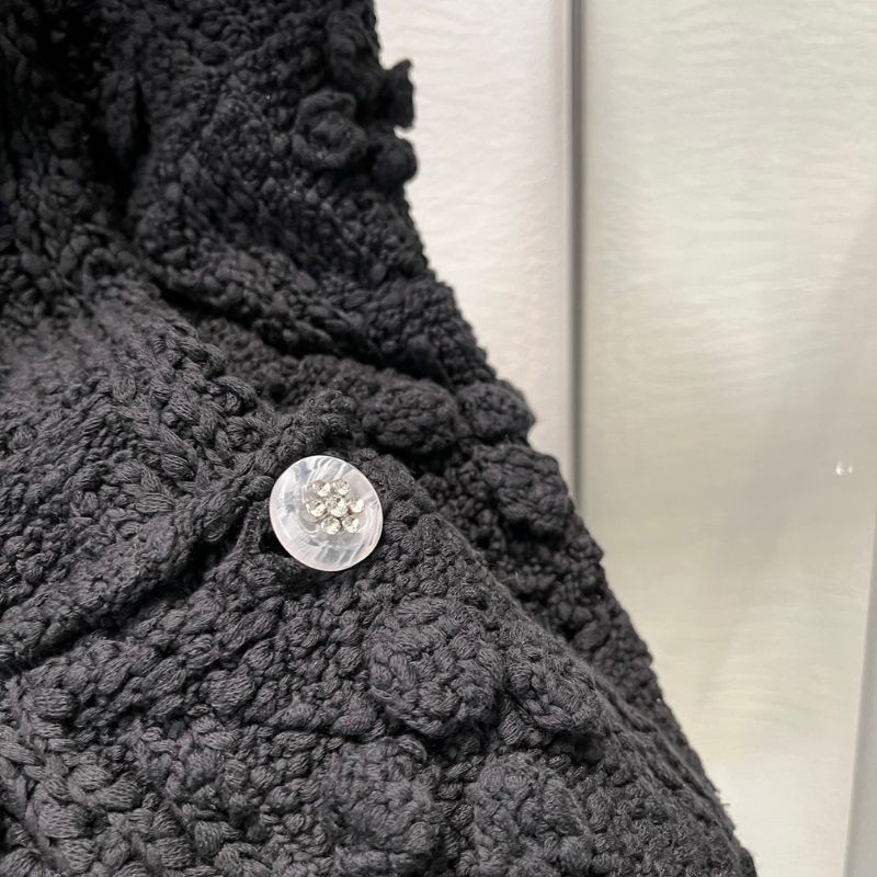 Chanel Inspired Hollow Crochet Flower Knitted Cardigan