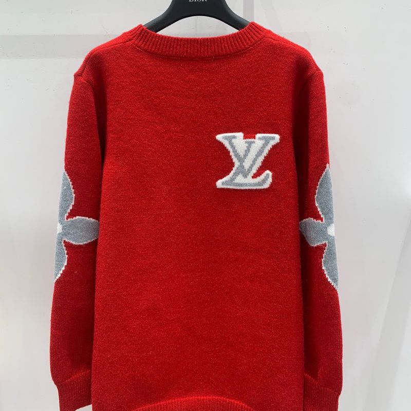 LV Red Geometric Pullover Sweatshirt
