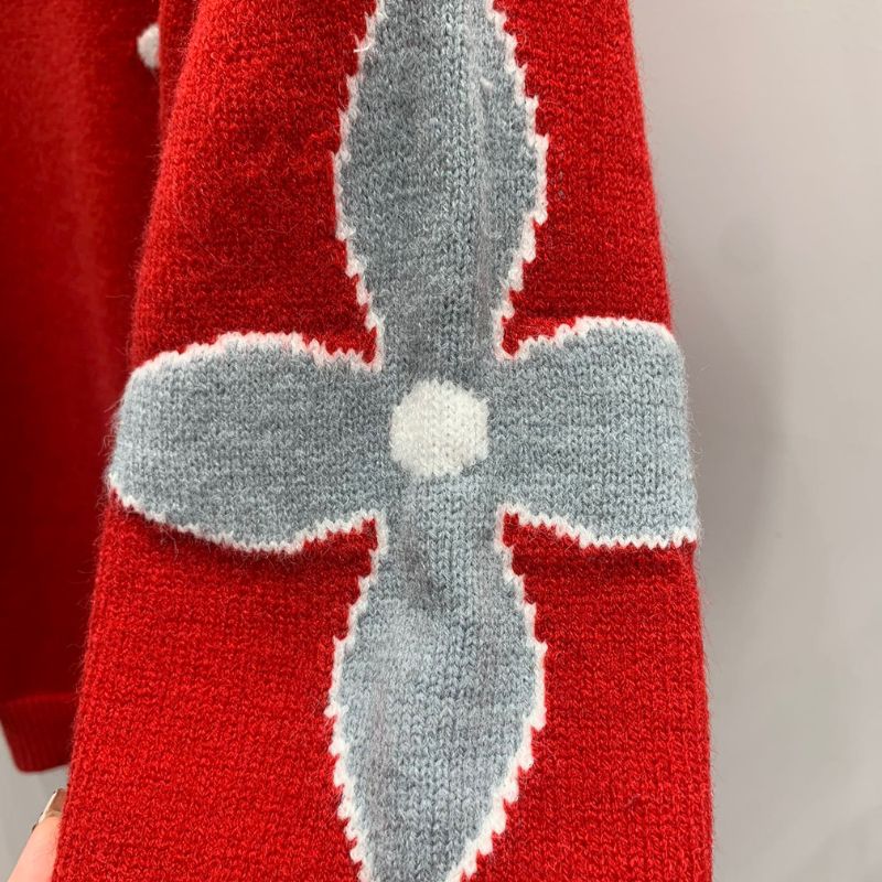 LV Red Geometric Pullover Sweatshirt