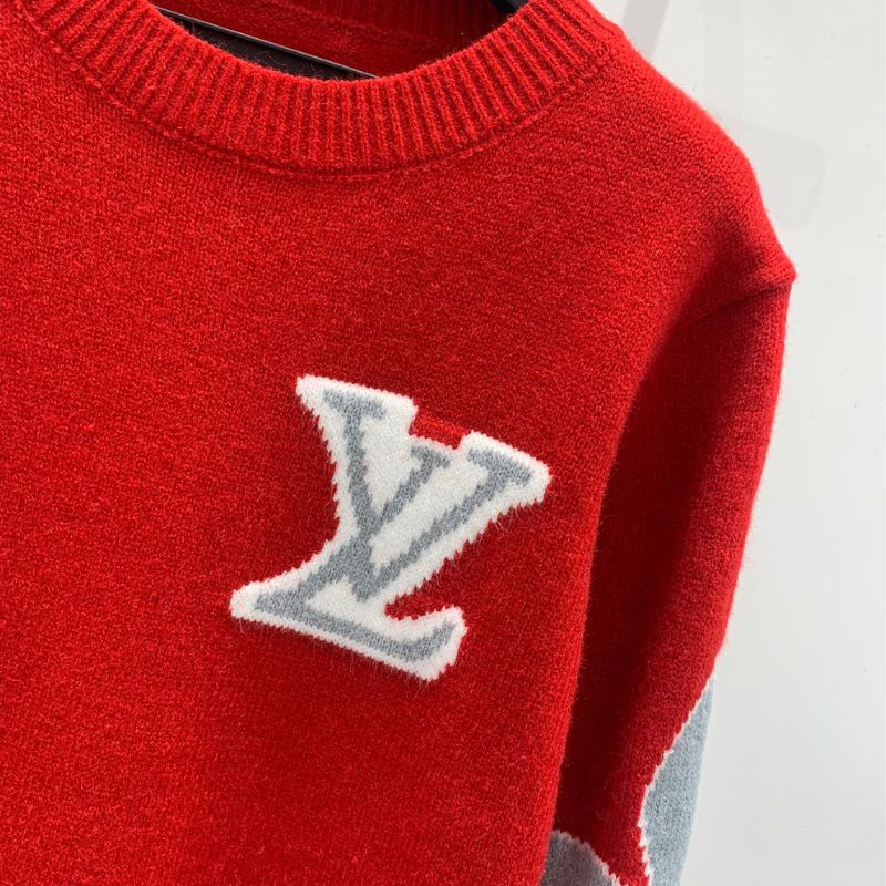LV Red Geometric Pullover Sweatshirt