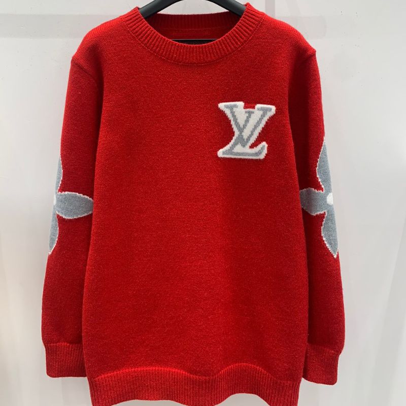 LV Red Geometric Pullover Sweatshirt