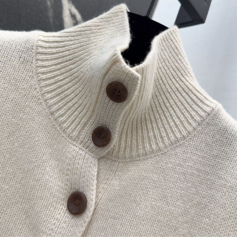 YSL Stand-Up Collar Knit Cardigan