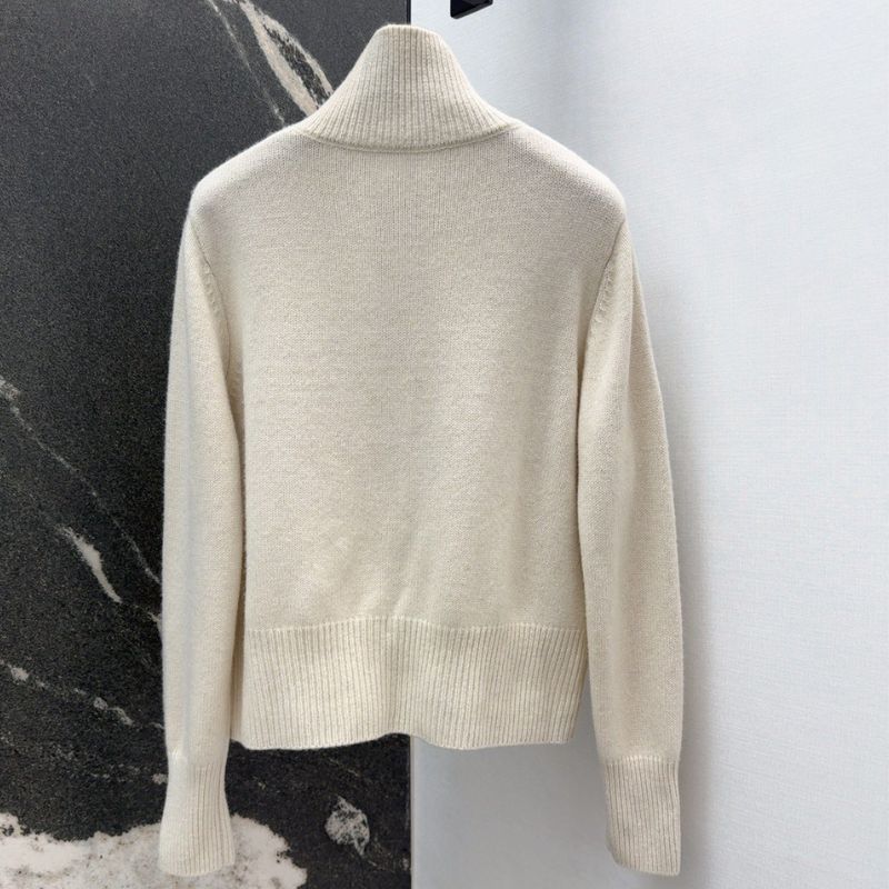YSL Stand-Up Collar Knit Cardigan