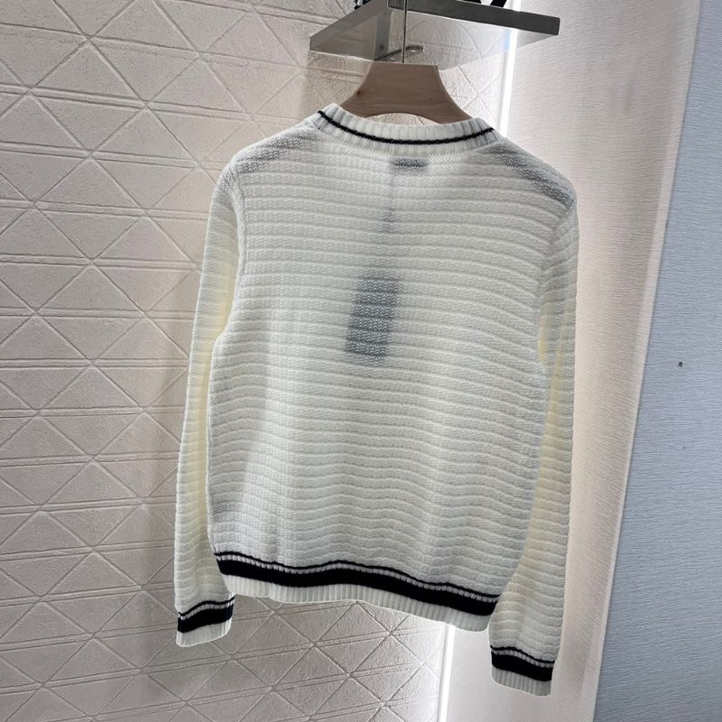 YSL Contrast Color Knitted Cardigan