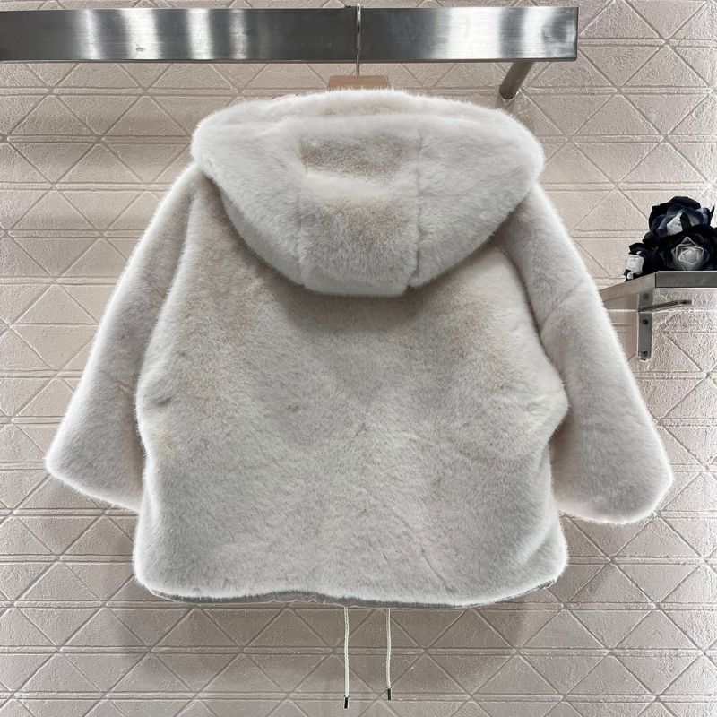 LV Hooded Fur Cotton Cape Jacket
