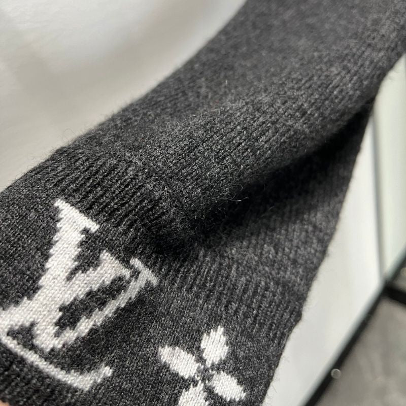 LV Black Intarsia Logo Knitted Sweater