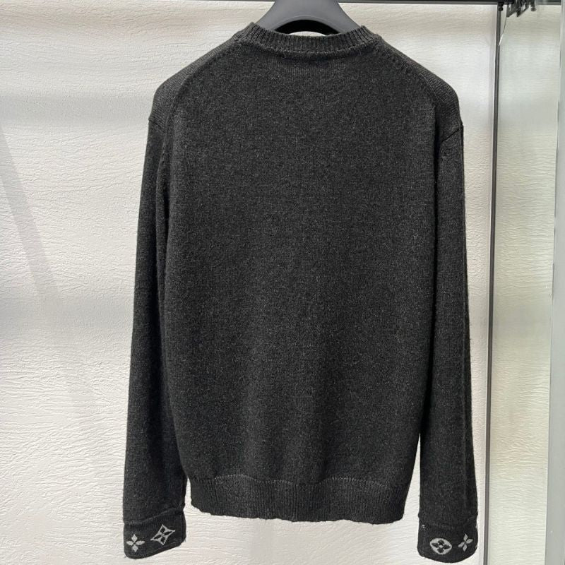 LV Black Intarsia Logo Knitted Sweater