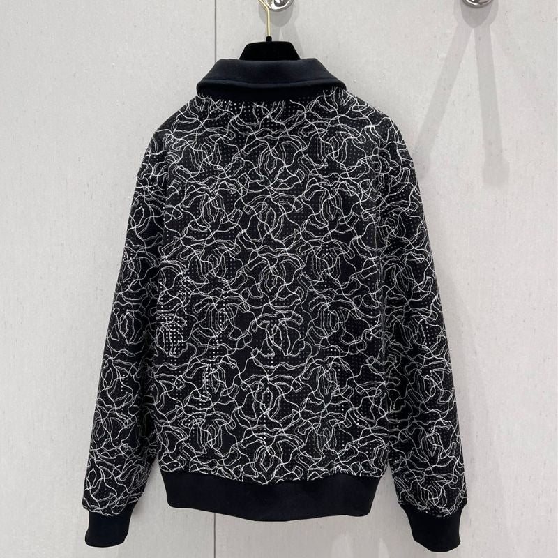 Chanel Hot-Drilling Embroidered Lapel Sweatshirt